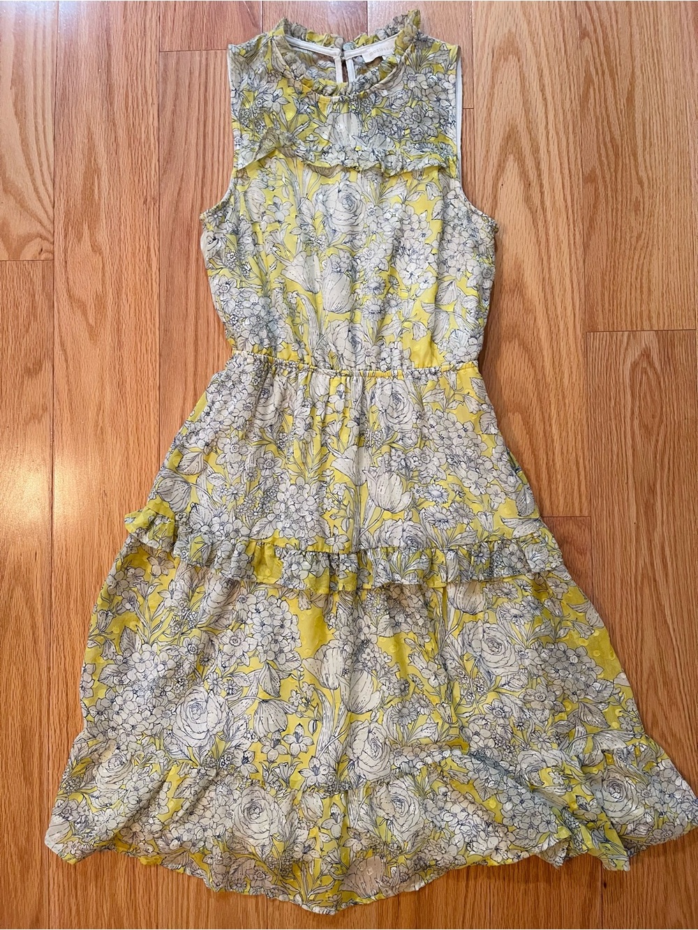 Monteau Los Angeles Yellow Floral Ruffle Dress